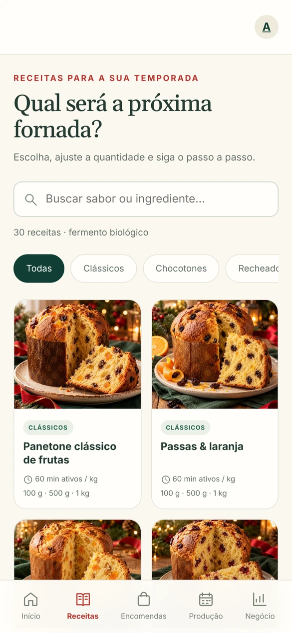 Tela real: 30 receitas