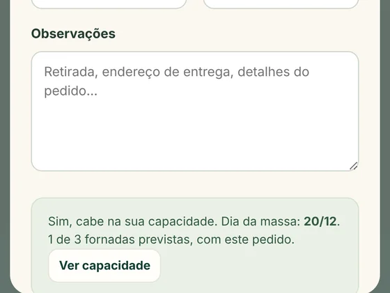 Tela real: Nova encomenda