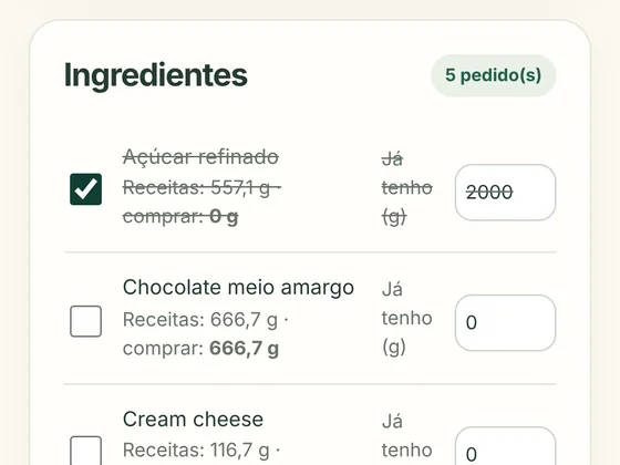 Tela real: Lista de compras